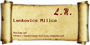 Lenkovics Milica névjegykártya